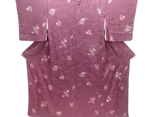 JAPANESE KIMONO / ANTIQUE KIMONO / SILK / MON KINSHA / THISTLE